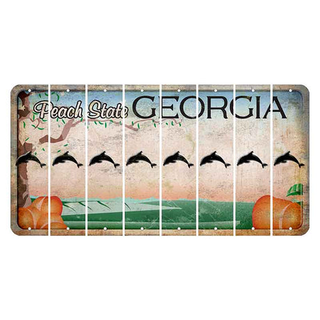 Georgia Peach State Cut License Plate Strips (Set of 8) Dolphin