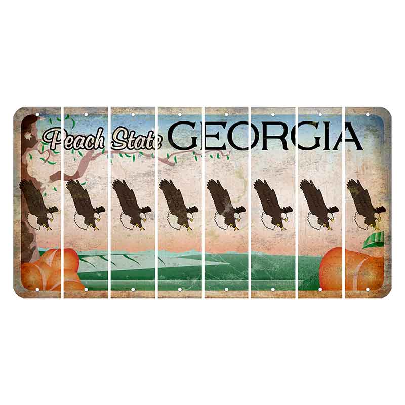 Georgia Peach State Cut License Plate Strips (Set of 8) Bald Eagle