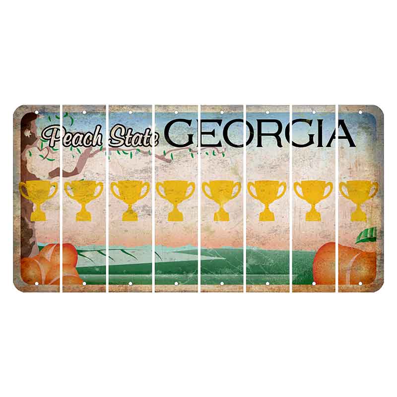 Georgia Peach State Cut License Plate Strips (Set of 8) Trophy