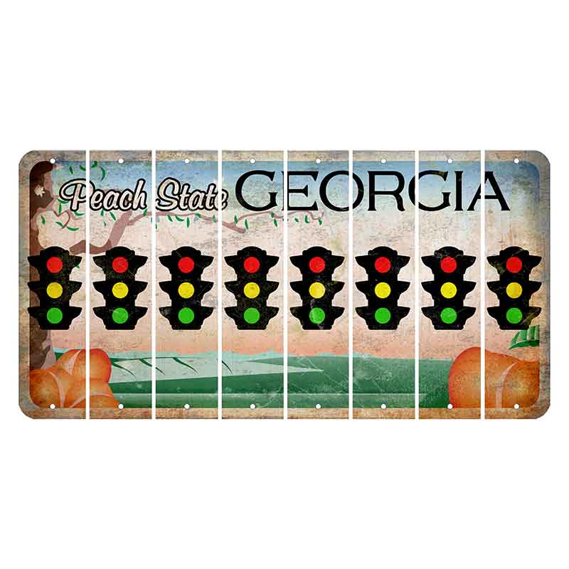 Georgia Peach State Cut License Plate Strips (Set of 8) Traffic Light