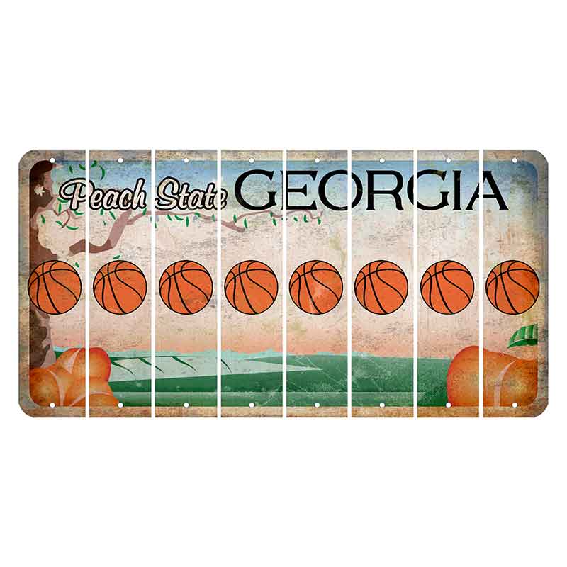 Georgia Peach State Cut License Plate Strips (Set of 8) Basketball