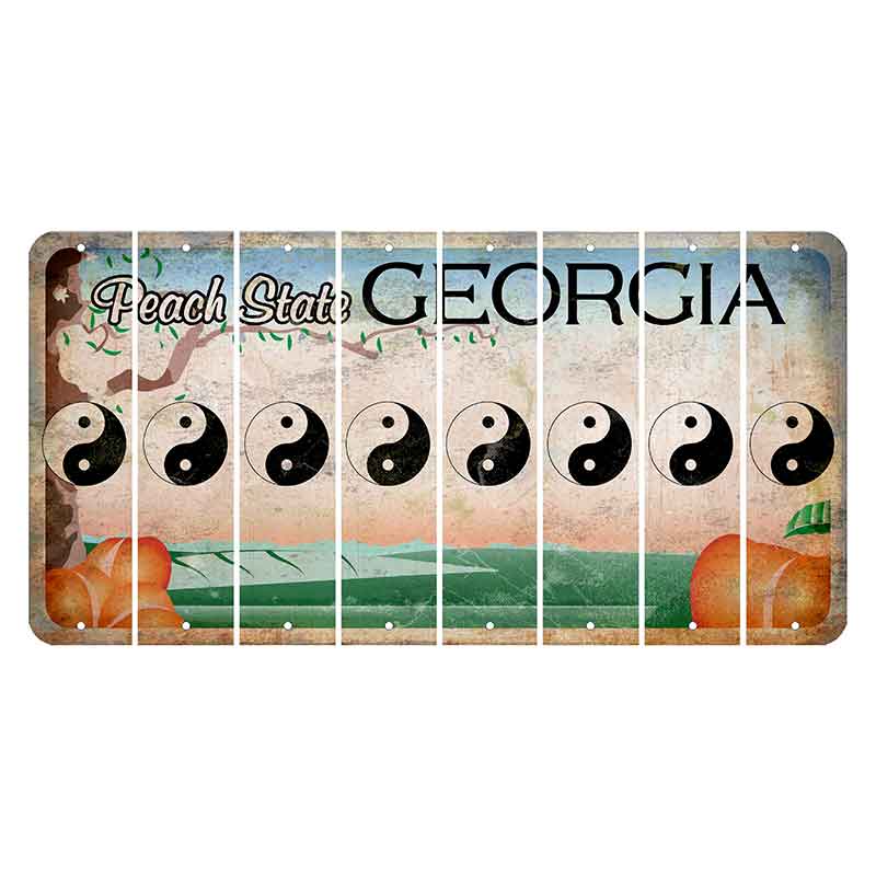 Georgia Peach State Cut License Plate Strips (Set of 8) Yin Yang