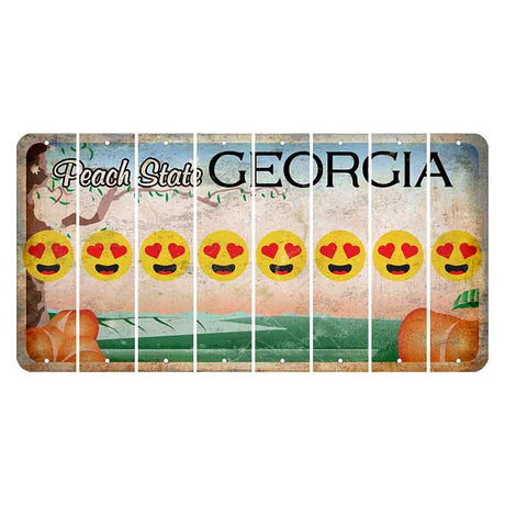 Georgia Peach State Cut License Plate Strips (Set of 8) Emoji - Heart Eyes