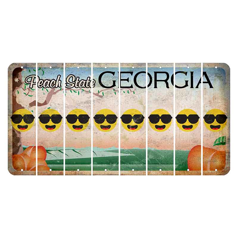 Georgia Peach State Cut License Plate Strips (Set of 8) Emoji - Shades