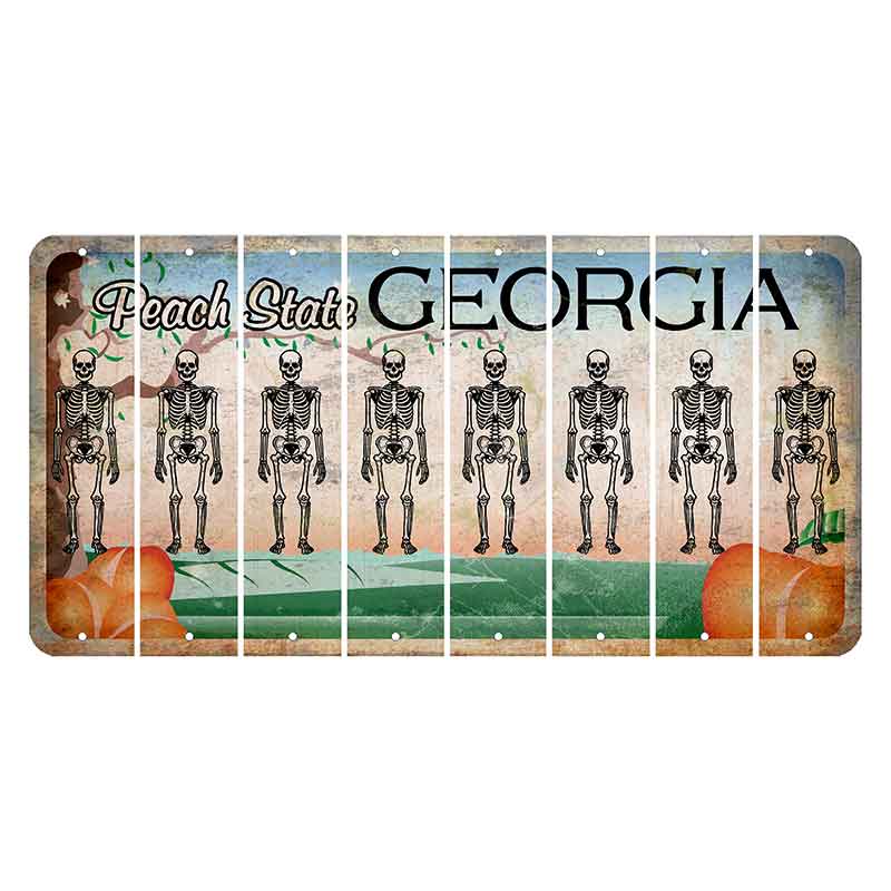 Georgia Peach State Cut License Plate Strips (Set of 8) Skeleton