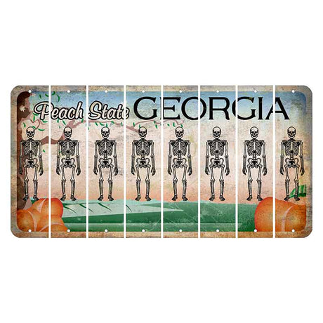 Georgia Peach State Cut License Plate Strips (Set of 8) Skeleton