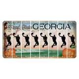 Georgia Peach State Cut License Plate Strips (Set of 8) Basketball Player