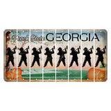 Georgia Peach State Cut License Plate Strips (Set of 8) Fireman with Axe
