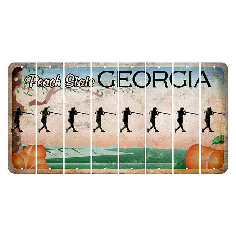 Georgia Peach State Cut License Plate Strips (Set of 8) Softball Batter