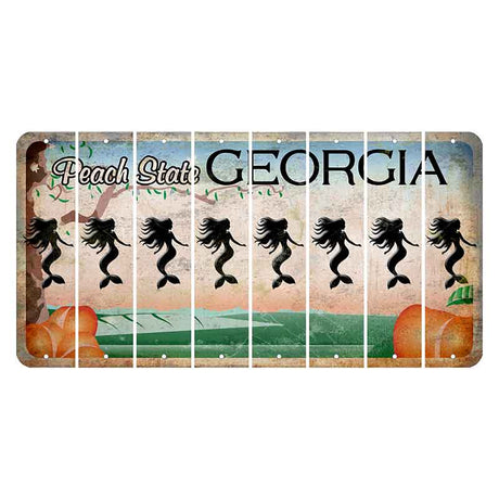 Georgia Peach State Cut License Plate Strips (Set of 8) Mermaid
