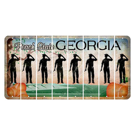 Georgia Peach State Cut License Plate Strips (Set of 8) Police Officer