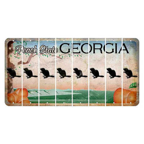 Georgia Peach State Cut License Plate Strips (Set of 8) Beaver