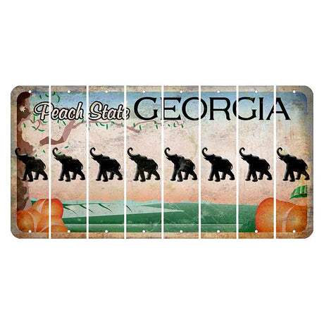 Georgia Peach State Cut License Plate Strips (Set of 8) Elephant