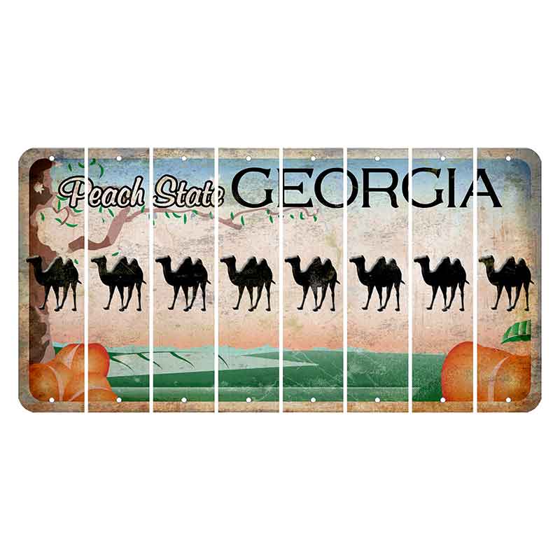 Georgia Peach State Cut License Plate Strips (Set of 8) Camel