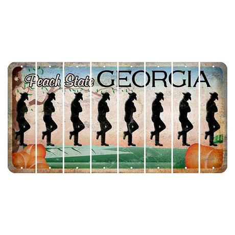 Georgia Peach State Cut License Plate Strips (Set of 8) Cowboy - Leaning