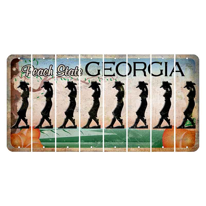 Georgia Peach State Cut License Plate Strips (Set of 8) Cowgirl - Leaning