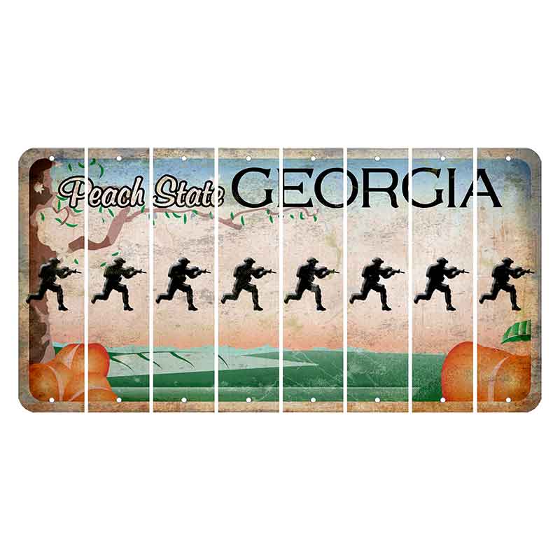Georgia Peach State Cut License Plate Strips (Set of 8) Soldier - Running