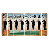 Georgia Peach State Cut License Plate Strips (Set of 8) Soldier - Saluting