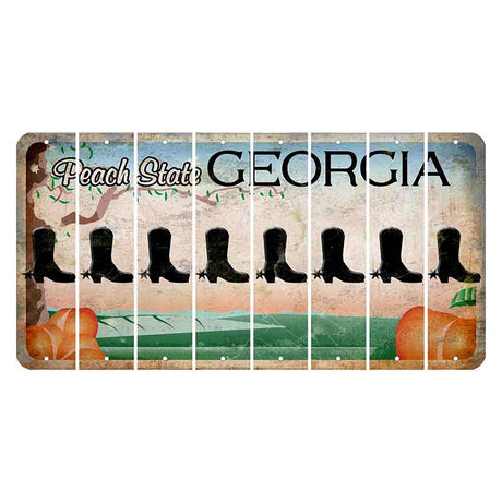 Georgia Peach State Cut License Plate Strips (Set of 8) Cowboy Boot