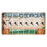 Georgia Peach State Cut License Plate Strips (Set of 8) Skier