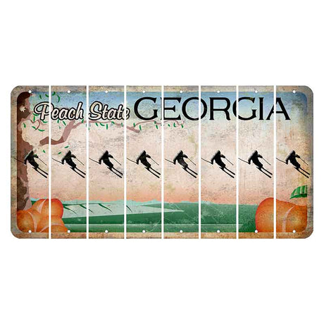Georgia Peach State Cut License Plate Strips (Set of 8) Skier
