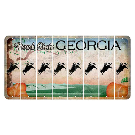 Georgia Peach State Cut License Plate Strips (Set of 8) Bull Rider