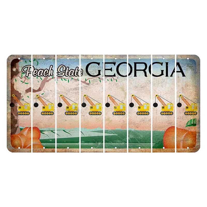 Georgia Peach State Cut License Plate Strips (Set of 8) Wrecking Ball Crane