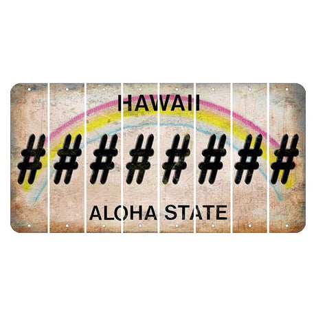 Hawaii Rainbow Cut License Plate Strips (Set of 8) Hashtag