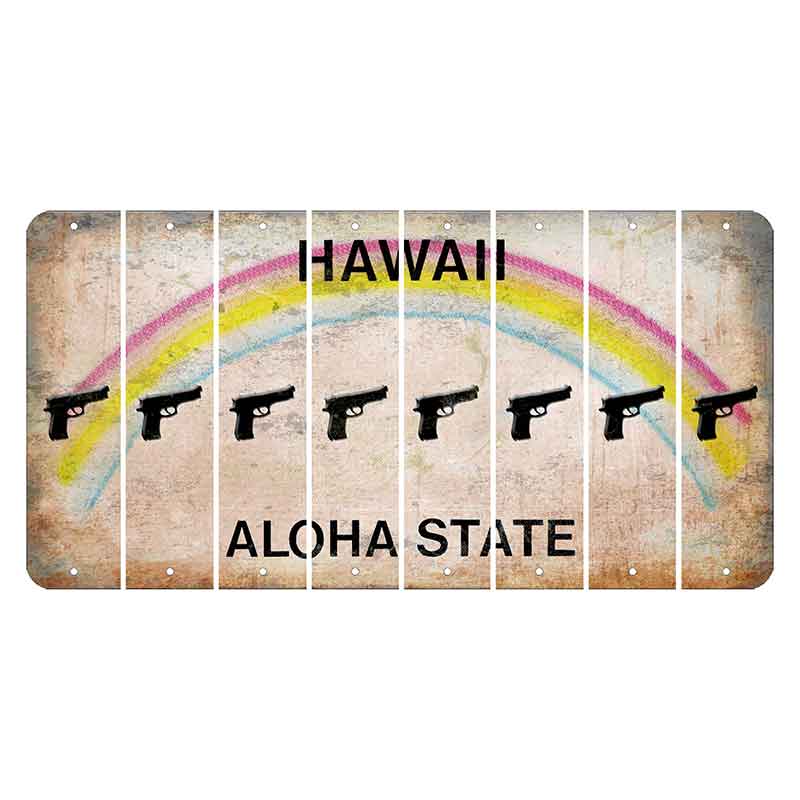 Hawaii Rainbow Cut License Plate Strips (Set of 8) Handgun