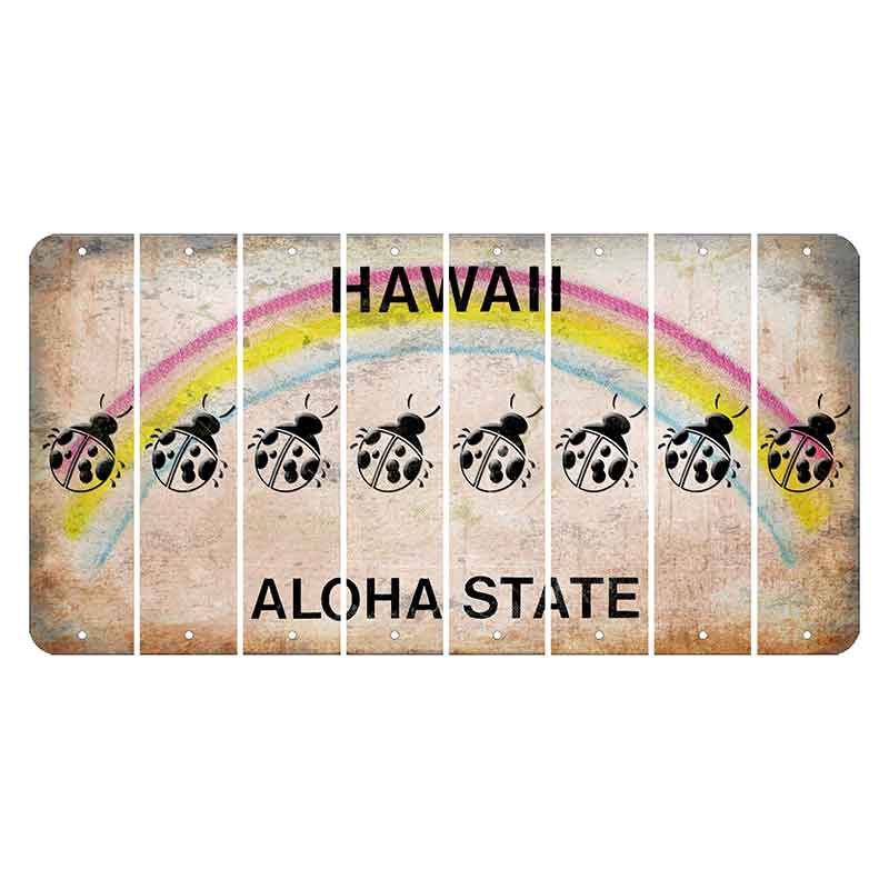 Hawaii Rainbow Cut License Plate Strips (Set of 8) Ladybug