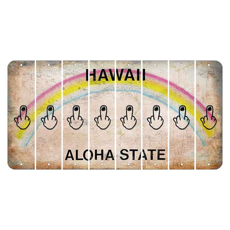 Hawaii Rainbow Cut License Plate Strips (Set of 8) Middle Finger