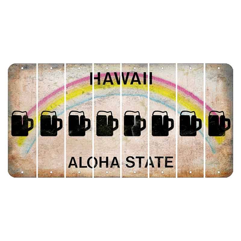 Hawaii Rainbow Cut License Plate Strips (Set of 8) Beer Mug