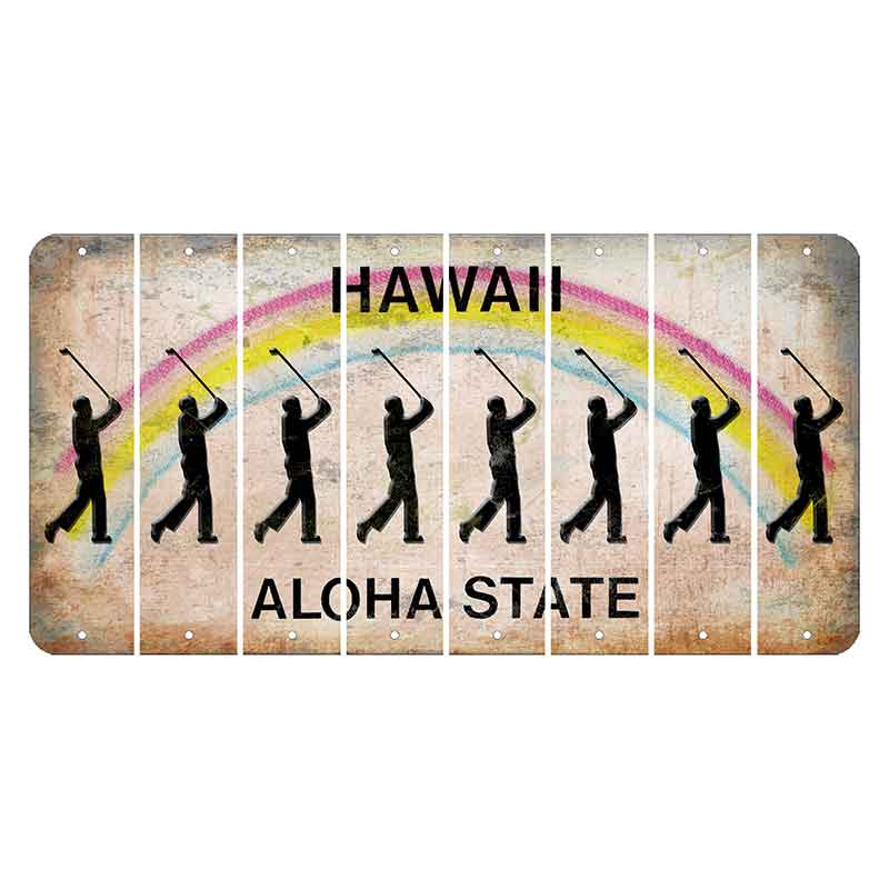 Hawaii Rainbow Cut License Plate Strips (Set of 8) Male Golfer