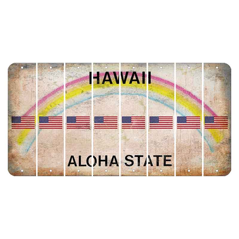 Hawaii Rainbow Cut License Plate Strips (Set of 8) American Flag