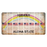 Hawaii Rainbow Cut License Plate Strips (Set of 8) American Flag