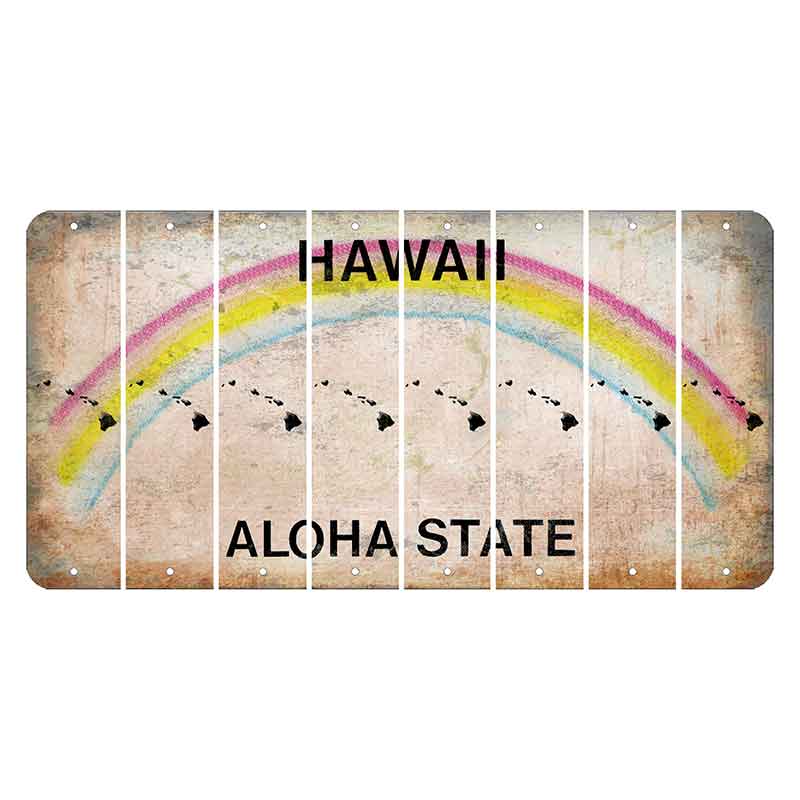 Hawaii Rainbow Cut License Plate Strips (Set of 8) State Flag