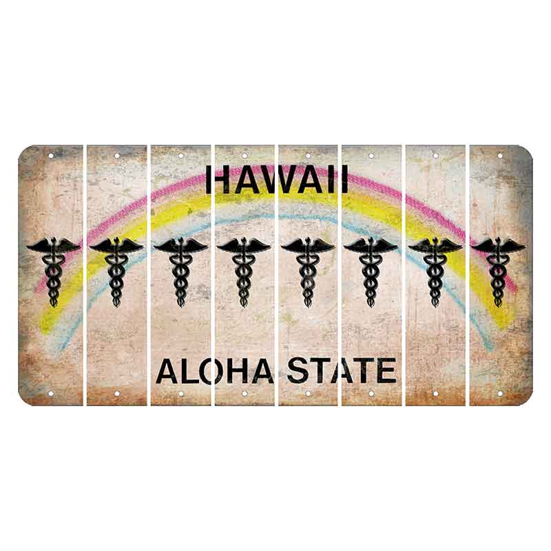 Hawaii Rainbow Cut License Plate Strips (Set of 8) Caduceus