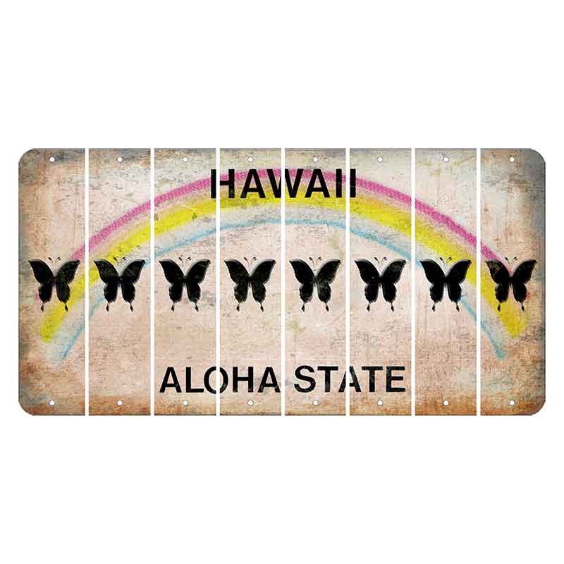 Hawaii Rainbow Cut License Plate Strips (Set of 8) Butterfly