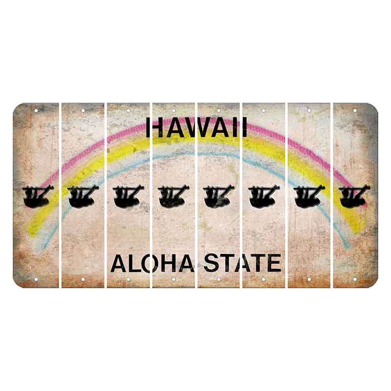 Hawaii Rainbow Cut License Plate Strips (Set of 8) Skull & Bones