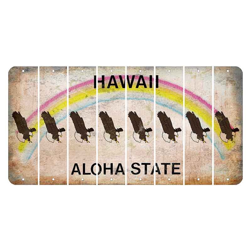 Hawaii Rainbow Cut License Plate Strips (Set of 8) Bald Eagle