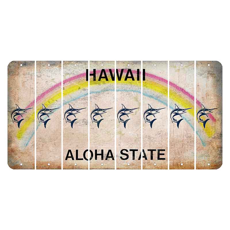 Hawaii Rainbow Cut License Plate Strips (Set of 8) Sugar Skull