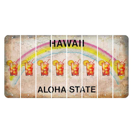 Hawaii Rainbow Cut License Plate Strips (Set of 8) Cocktail