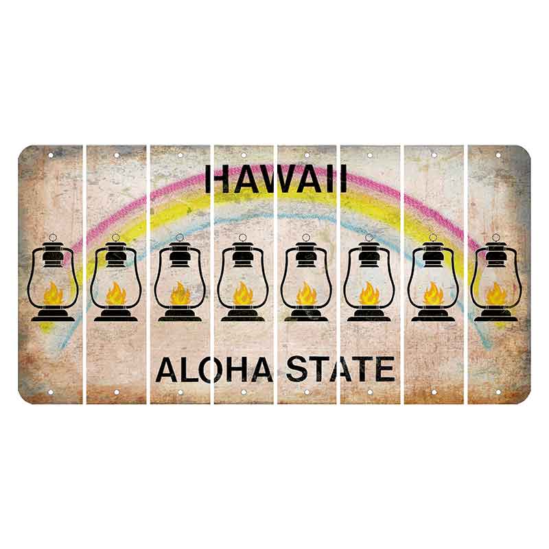 Hawaii Rainbow Cut License Plate Strips (Set of 8) Lantern