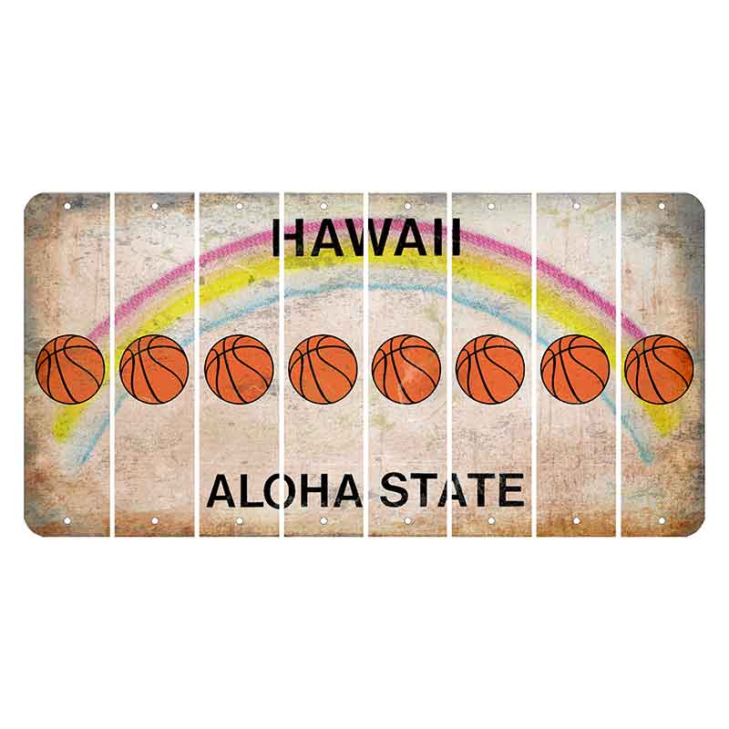 Hawaii Rainbow Cut License Plate Strips (Set of 8) Basketball
