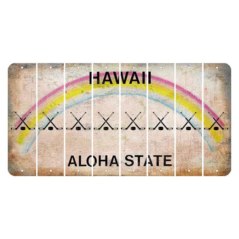 Hawaii Rainbow Cut License Plate Strips (Set of 8) Hockey