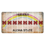 Hawaii Rainbow Cut License Plate Strips (Set of 8) Cheer Bow