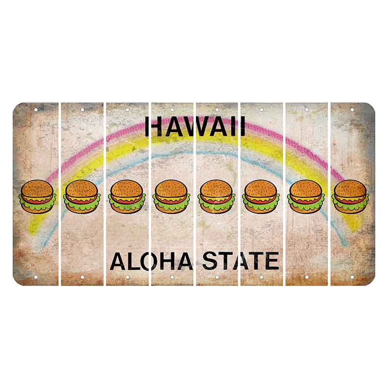 Hawaii Rainbow Cut License Plate Strips (Set of 8) Hamburger