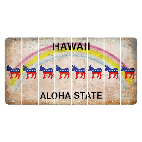 Hawaii Rainbow Cut License Plate Strips (Set of 8) Democrat