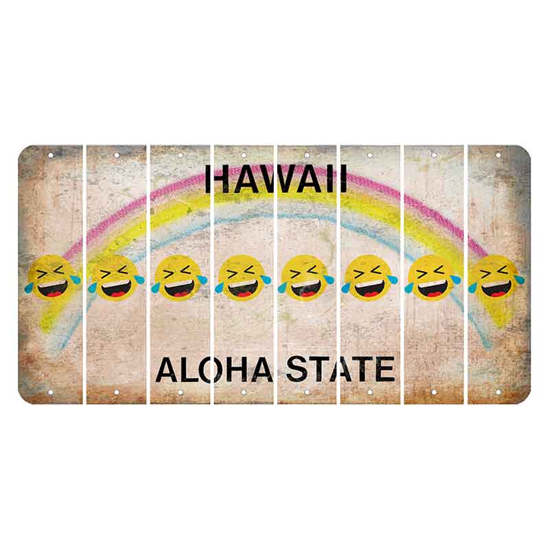 Hawaii Rainbow Cut License Plate Strips (Set of 8) Emoji - Laughing