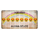 Hawaii Rainbow Cut License Plate Strips (Set of 8) Emoji - Heart Eyes